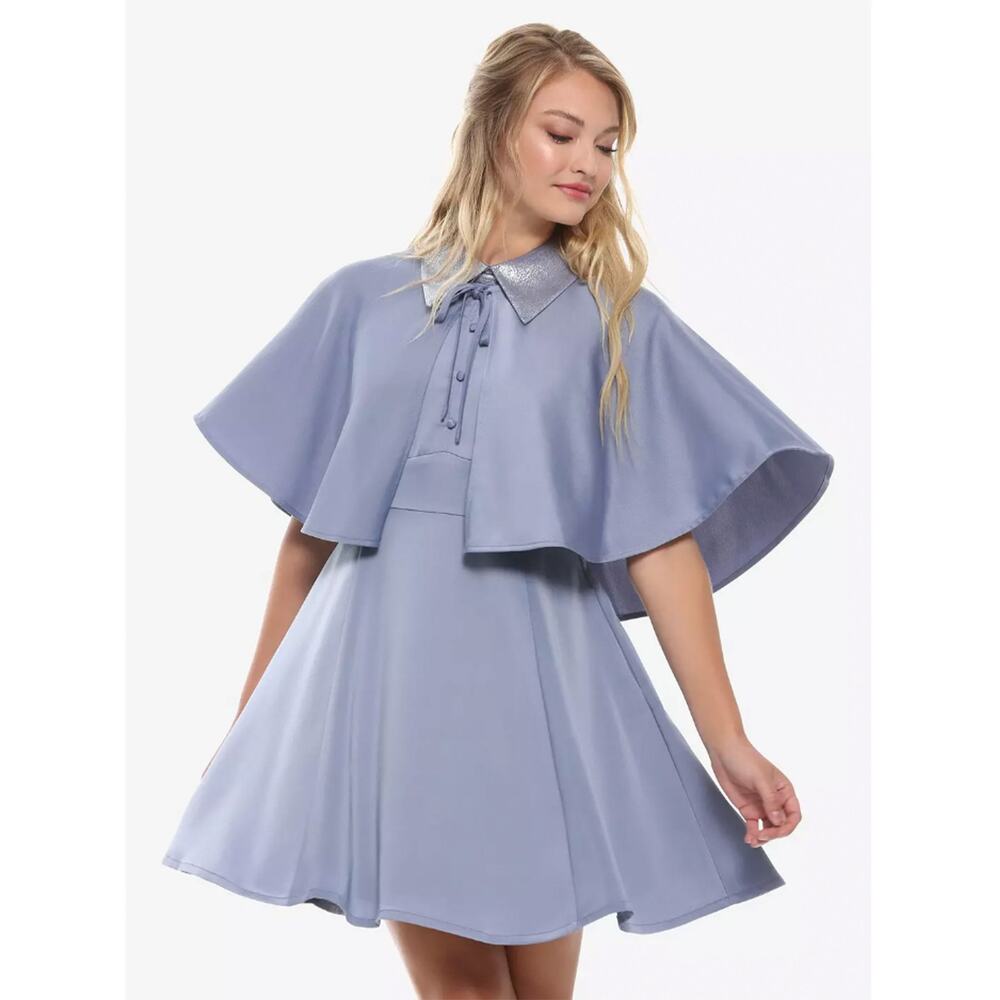 Her Universe Harry Potter Fleur Delacour Dress Capelet Collar Blue Size XS NWT